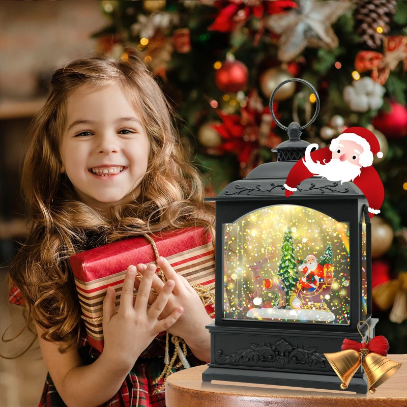 AOMIL Christmas Snow Globes Lantern  Christmas Lantern with Music & Timer  Christmas Santa Snow Globe Decoration Lantern  Battery Operated LED Glittering Globe Decoration Santa Fall Decorations for Home - Image 4
